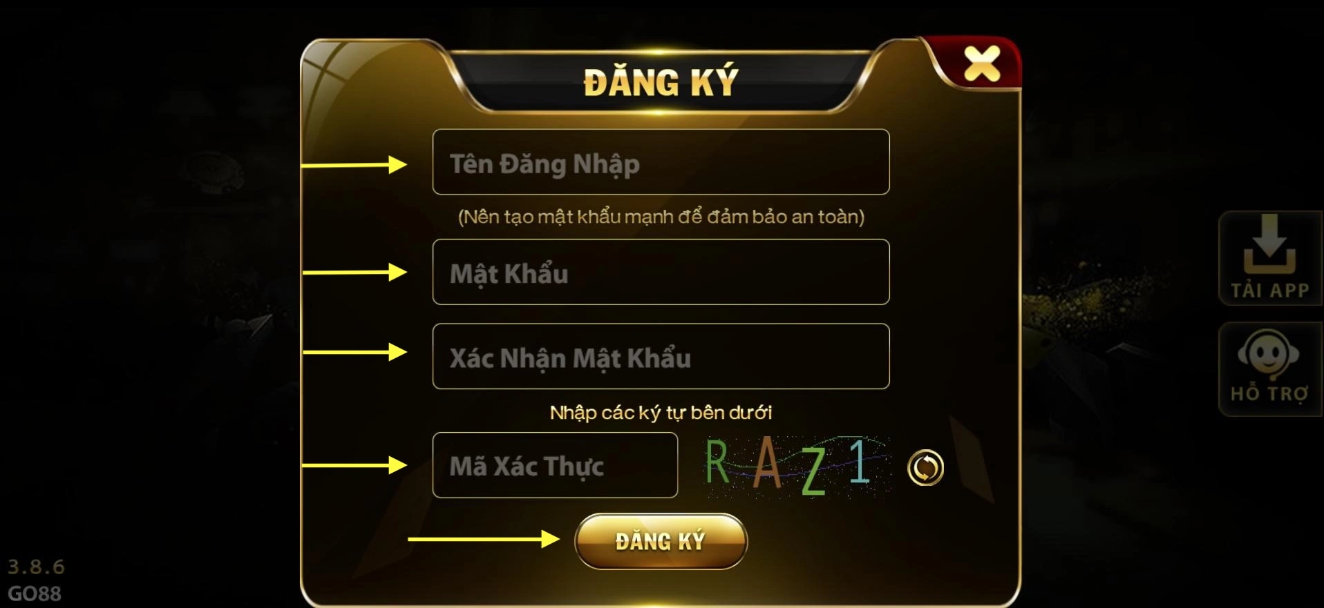 Hoàn tất cung cấp thông tin đăng ký